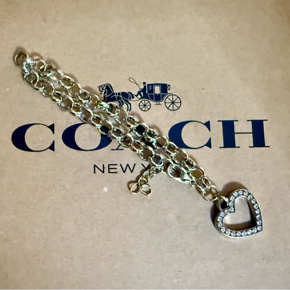 Coach Pave Crystal Heart Charm Bracelet - Picture 2 of 4
